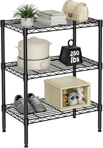 3-Tier Storage Shelf Standing Shelving Unit Heavy Duty Metal Wire Rack Organizer - Picture 1 of 7
