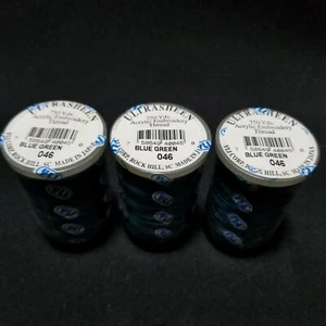 YLI Ultra Sheen 750yds Acrylic Machine Thread Blue Green 046 Lot Of 3 - Picture 1 of 3
