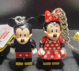 Lego Disney Mickey Mouse And Minnie Mouse MiniFigure Keychains Brand New - Picture 1 of 4