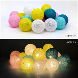 Cotton Ball String Lights, 3.1M/10.2Ft 20 LEDs USB Powered Cotton Ball - Picture 1 of 7