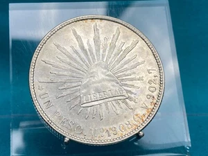 1 PESO 1908 - MO MEXICO CITY - G. V. 902,7 - KM #409.2 - SILBER - ORIGINAL - Bild 1 von 2