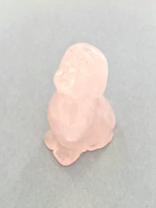 Natural Pink Rose Quartz Gemstone Carved Dog Figurine, 34.96 g (1.23 oz) - Picture 1 of 1
