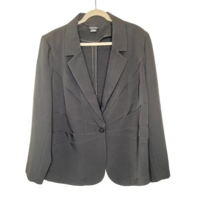 Blazer City Chic Negro Artístico Un Botón Trabajo Carrera Talla XL 22 Neutro Mínimo Foto 1 de 4