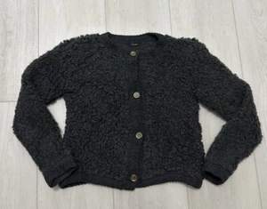 Massimo Dutti Boucle Knit Button Cardigan Jacket Sz XS Gray - Made in Italy - Picture 1 of 6