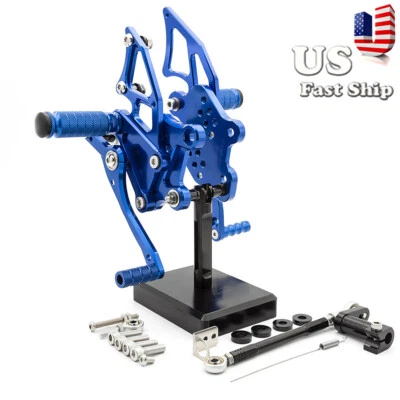 Juego de estriberas trasero CNC azul montaje ajuste Yamaha YZF R3 2014-2024 2023 2022 Foto 1 de 4