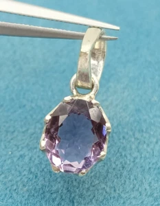 0.75 Inch Sterling Silver Pendant 2.570 Grams Real Natural VS Clean Amethyst - Picture 1 of 8