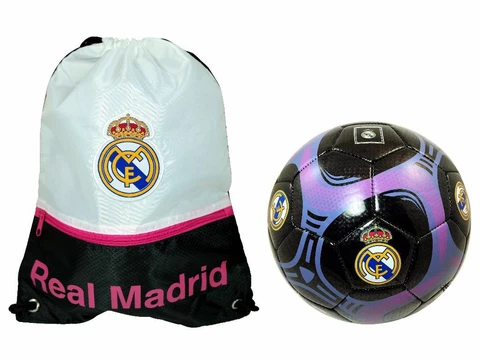 Real Madrid Officially Licensed Soccer Ball Size 5 & Cinch Bag 06-1 Cover