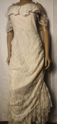 Vestido Vintage Blanco Encaje Rosa Volantes Años 80 por Amy Rose California Baile de graduación Boda Foto 1 de 4