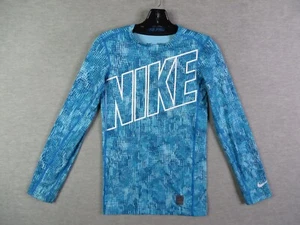 Nike Pro Girls Shirt Extra Large XL BLue Long Sleeve Compression Dri Fit Active - Picture 1 of 10