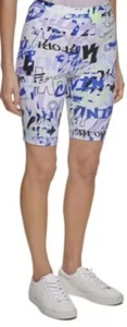 Calvin Klein Women XS High Rise Fashion Print Bike Short (City Tag Orchid) - Picture 1 of 5