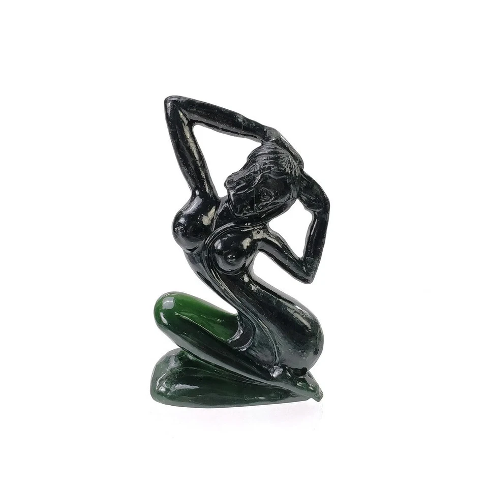 Estatueta escultura feminina escultura serpentina verde antigorita natural 259,45 ct - Imagem 1 de 4