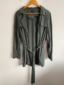 Jeanswest Blazer Jacket Womens Plus Sz 16 Green Tie Waist Long Sleeve Collared - Picture 1 of 12