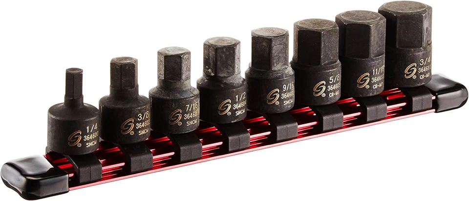 8pc Sunex Tools Impact Stubby Hex Allen Socket Set #3644  3/8" Drive SAE - Image 1 of 1