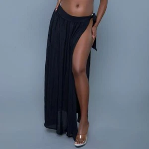 sexy BE WICKED tie SIDE high THIGH slit LONG maxi BIKINI swimsuit COVER up SKIRT - Picture 1 of 2