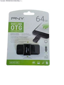 64GB PNY Duo Link OTG Micro Flash Drive NEW FACTORY SEALED - Picture 1 of 3