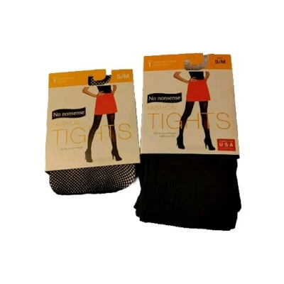 2 pares de medias de moda sin tonterías aspecto red de peces IMPRESIÓN negras opacas talla S/M Foto 1 de 4