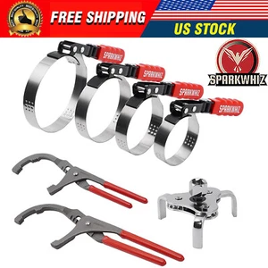 SPARKWHIZ Oil Filter Wrench Set Oil Filter Removal Tool 2-3/4" - 5-1/4" w/ 3-Jaw - Picture 1 of 13