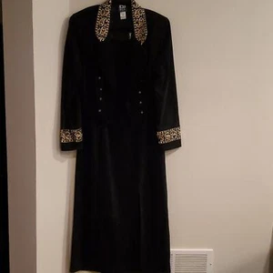 Vtg DJ & Co 2pc Dress Suit Size 14 Embroidered Gold Tone Trim Maxi Dress Gown - Picture 1 of 16