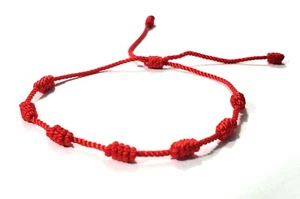 Lucky Red String 7 KNOTS Classic Adjustable Kabbalah Red Bracelet for Protection - Picture 1 of 5