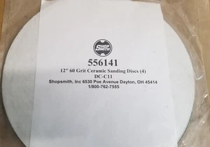 Shopsmith 4 Pack 12 Inch 60 Grit Ceramic  Sandpaper Discs for Mark V & Mark 7 - Picture 1 of 1