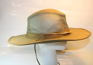 Peter Grimm Safari Fishing Boonie Garden Sun Hat Canvas Drawstring Khaki Vented - Picture 1 of 6