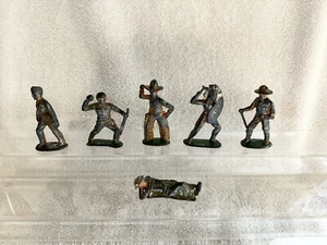 Barclay Vintage Lead Figures Mixed Lot 6 Soldiers, Cowboy, Indian, Sports - Picture 1 of 7