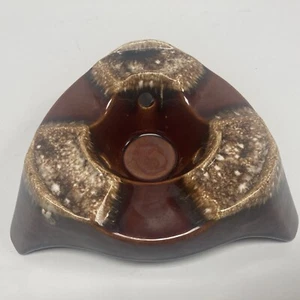 ANTIQUE OLD Vintage H.P. CO USA Bean pot Warmer Base. Brown Drip Glaze Design - Picture 1 of 7