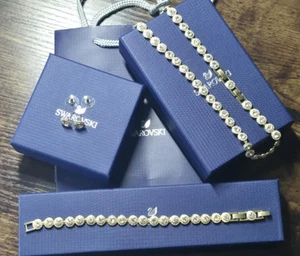 Swarovski Angelic 3pcs Jewelry Set Gold Tone Crystals Boxed Excellent Women - Picture 1 of 22
