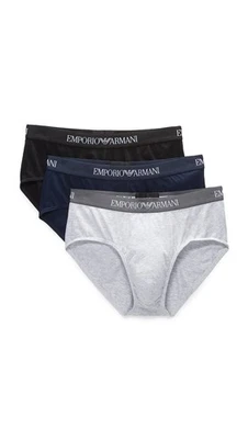 Calzoncillos de algodón Emporio Armani para hombre, azul marino/gris melange/negro, pequeños EE. UU. Foto 1 de 3