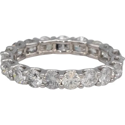 14k White Gold Round Diamond Eternity Band Ring 3.21CT Size 7.5 - Image 1 of 4