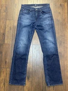 7 For All Mankind Carsen Jeans Mens 32x32 Straight Leg Fit Denim Dark Wash - Picture 1 of 12