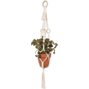 Solid Oak Macramè Plant Hanger Kit - 4 Rings MWH023 - Picture 1 of 4
