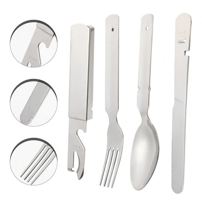 4 stücke Outdoor Portable Besteck Set Picknick Camping Edelstahl Besteck Set - Bild 1 von 4