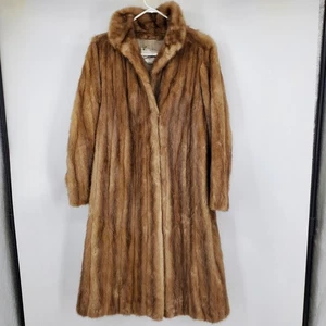 Vintage Carl W Herrmann Brown Mink Fur Mob Wife Long Winter Trench Jacket Coat - Picture 1 of 14