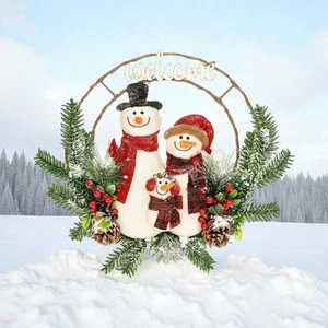50% OFF RRPChristmas Decoration Large Hanging Jolly Snowman Family Wreath 202033 - Picture 1 of 6