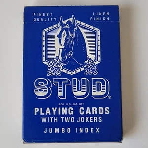 Stud Playing Card Blue Deck Jumbo Size Linen Finish Distributed Walgreens Used - Picture 1 of 6