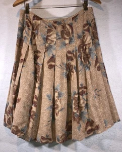 Jones New York Skirt Midi Wool Blend Floral Pleated Slip Lined Brown Zip Size 6 - Picture 1 of 8