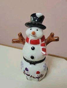 Snowman Trinket-Jewelry-Ring-Stash Box W/Little Snowman Surprize 4" - Picture 1 of 9