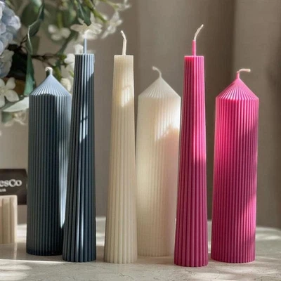 Hágalo usted mismo Molde de velas de columna a rayas puntiagudas Pilar cilíndrico Fabricación de acrílico Foto 1 de 4