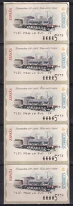 Spain 2001 Train labels Locomotive 030-2103 Norte 1405 (1861) strip of 5 - Picture 1 of 1