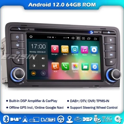 8 Kern CarPlay Android 12 Autoradio DAB GPS OBD Wifi 4G Navi für AUDI A3 S3 RS3 - Bild 1 von 4