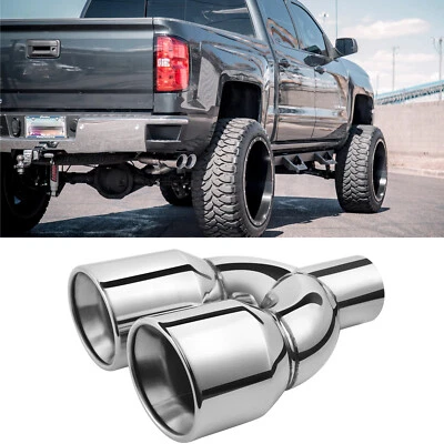 For Chevy Silverado GMC Sierra 1500 2.5" Exhaust Quad Tips Double Wall Stainless - Image 1 of 4