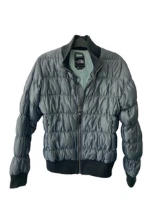 The North Face Quilted Puffer Goose Down Bomber Coat Jacket Gray Metallic Med - Picture 1 of 3