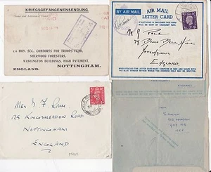 1918/52 4 COPERTINE PERSONALE MILITARE & SCHEDA WW1 & 2 FPO TUTTE DIFF A NOTTINGHAM - Foto 1 di 2