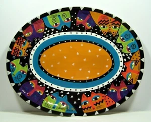 Laurel Burch Cats for Ganz Large Oval Serving Platter 16“ Whimsical Plate Animal - Picture 1 of 6