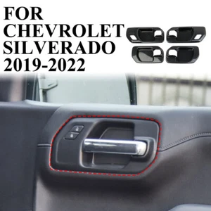 Carbon Fiber Style Door Handle Bowl Panel Cover Trim For Chevrolet Silverado - Picture 1 of 10
