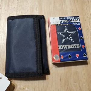 New Dallas Cowboys Nylon Trifold Wallet & Playing Cards New and Sealed Pack - Picture 1 of 5
