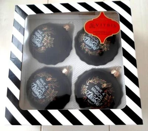4 POLAND HAVE A MAGICAL CHRISTMAS TREE ORNAMENTS Vitbis HANDCRAFTED BLACK Gold - Picture 1 of 1