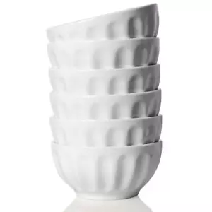 Ceramic Fluted Bowl Set 26 Oz For Cereal Salad Pasta Soup Dishwasher Microwave S - Picture 1 of 5