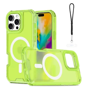 Funda segura translúcida a prueba de golpes Mag + correa para iPhone 16 Pro Max 15 14 13 12 11 - Imagen 1 de 13